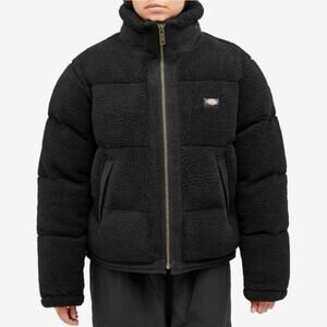 Dickies Mount Hope Sherpa Puffer Jacket Knit Black Women’s Small Cozy Winter